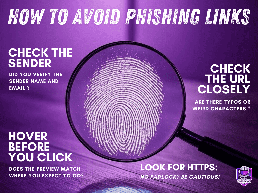 a purple-themed infographic that shares tips on how to avoid getting phished in Web3